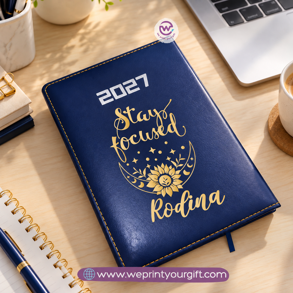 2027 Personalized Agenda – Gold Motivational Designs