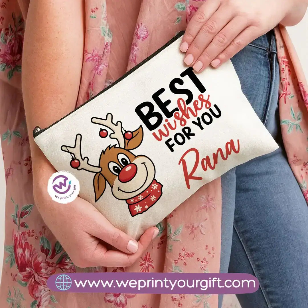 Christmas Makeup Bag & Pencil Case – Premium Cotton Pouch (23×17 cm) - WE PRINT
