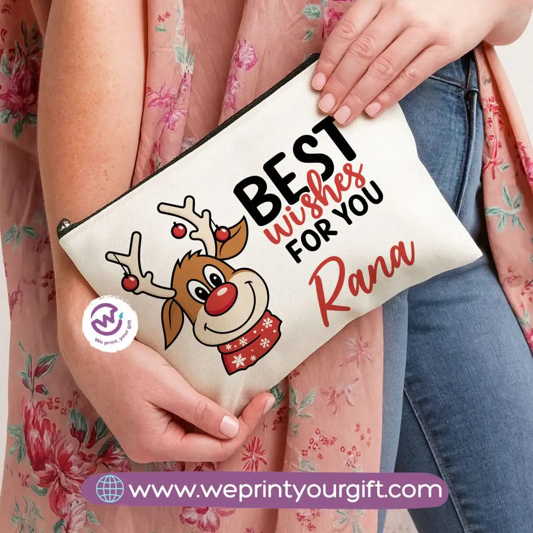 Christmas Makeup Bag & Pencil Case – Premium Cotton Pouch (23×17 cm) - WE PRINT