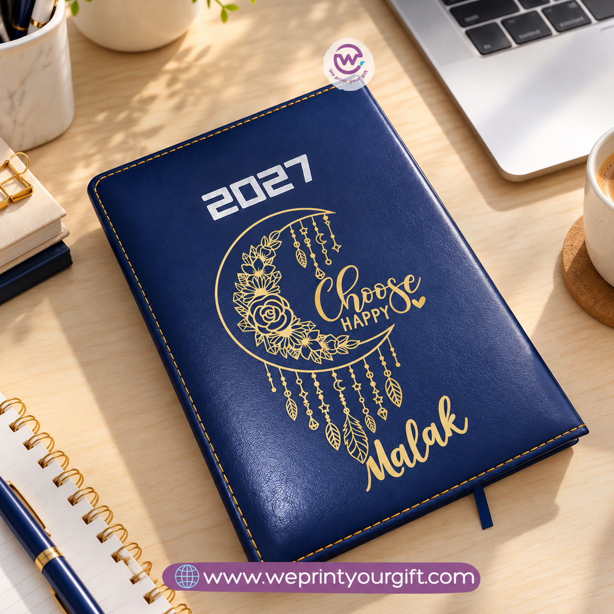 2027 Personalized Agenda – Gold Motivational Designs