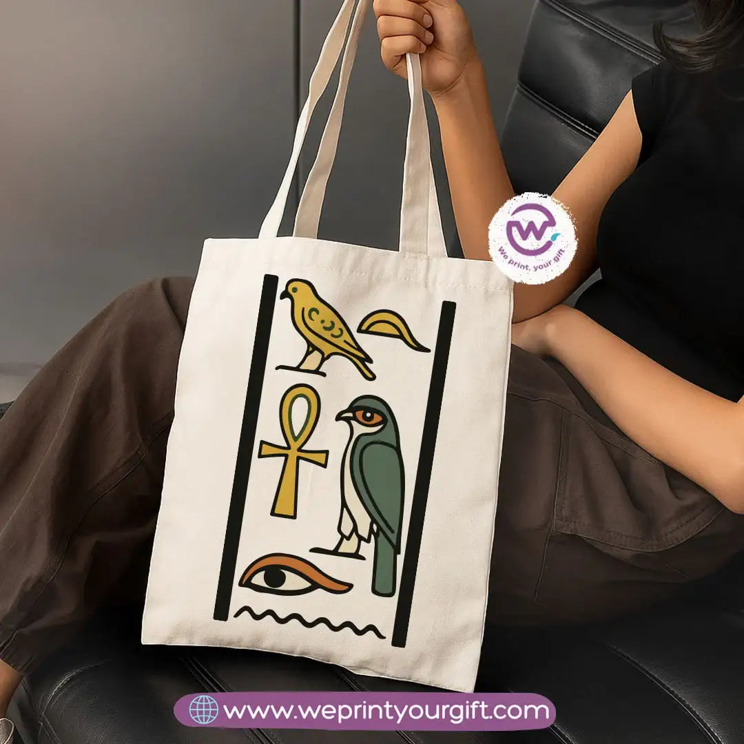Ancient Egyptian Heritage Canvas Tote Bag – Premium Heavy Fabric - WE PRINT