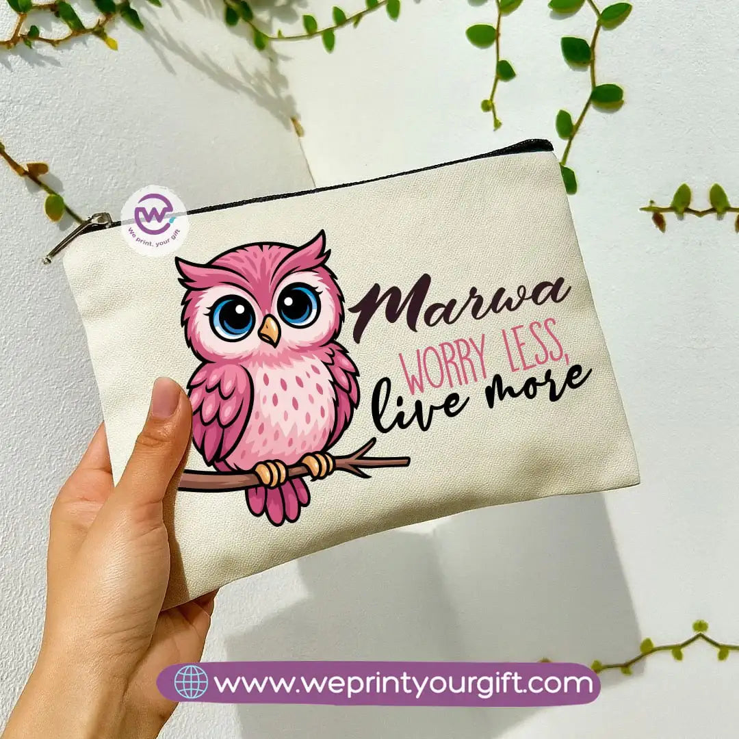 Cute Owl Makeup Bag & Pencil Case – Premium Cotton Pouch with Adorable Designs - WE PRINT