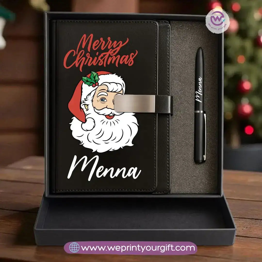 Christmas Leather Gift Box – Personalized Notebook & Engraved Pen - WE PRINT