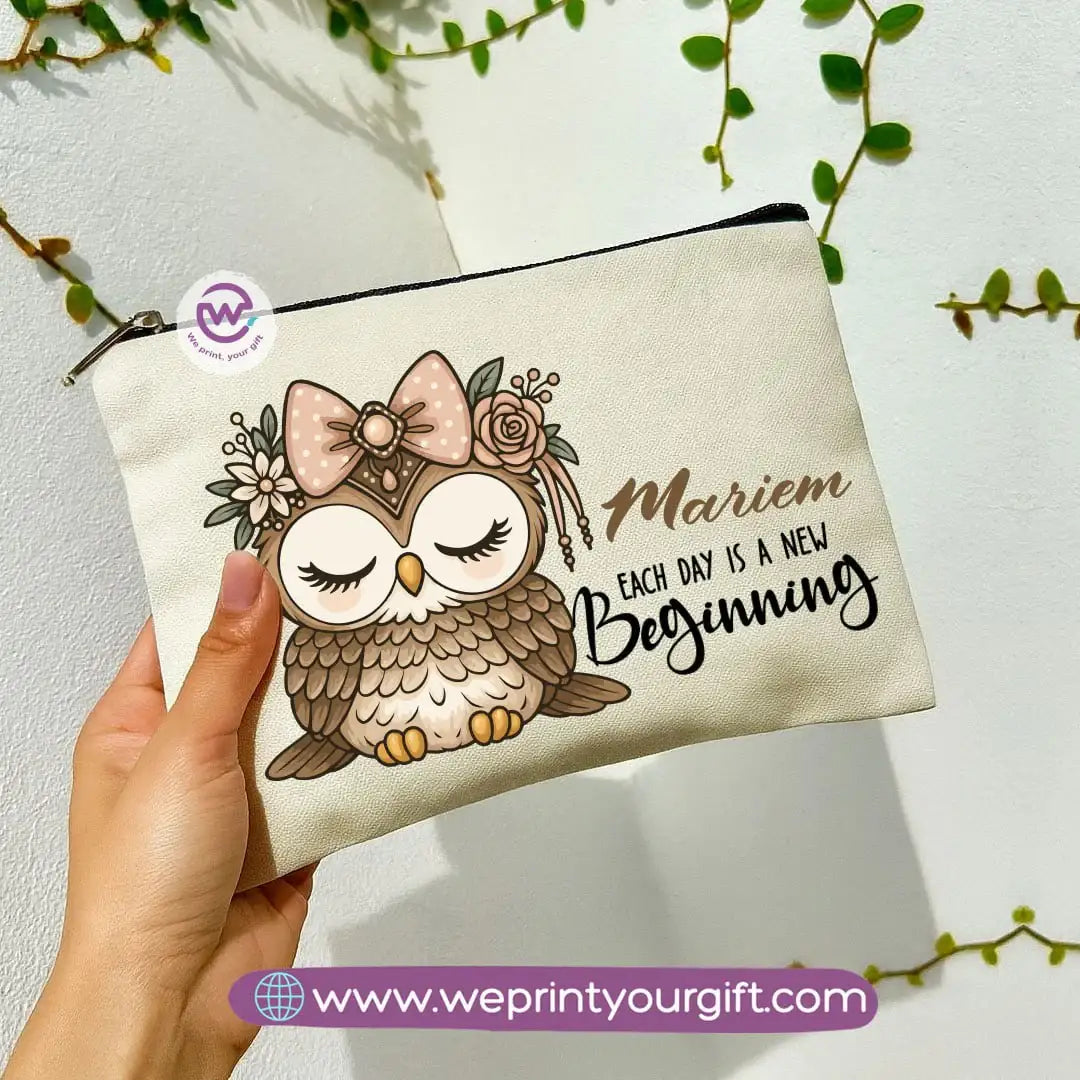 Cute Owl Makeup Bag & Pencil Case – Premium Cotton Pouch with Adorable Designs - WE PRINT