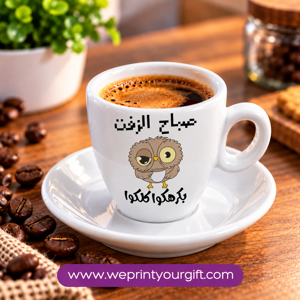 Cute Owl Ceramic Espresso Cups with Saucers – Adorable & Funny Owl Designs