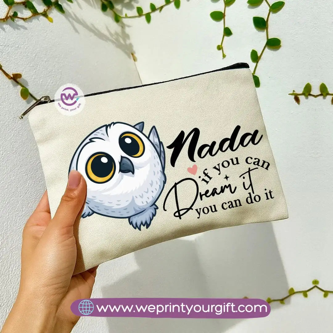 Cute Owl Makeup Bag & Pencil Case – Premium Cotton Pouch with Adorable Designs - WE PRINT