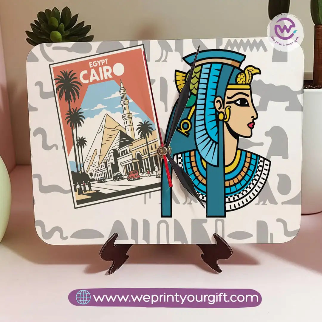 Pharaonic Wooden Table Clock – Egyptian Heritage Edition - WE PRINT