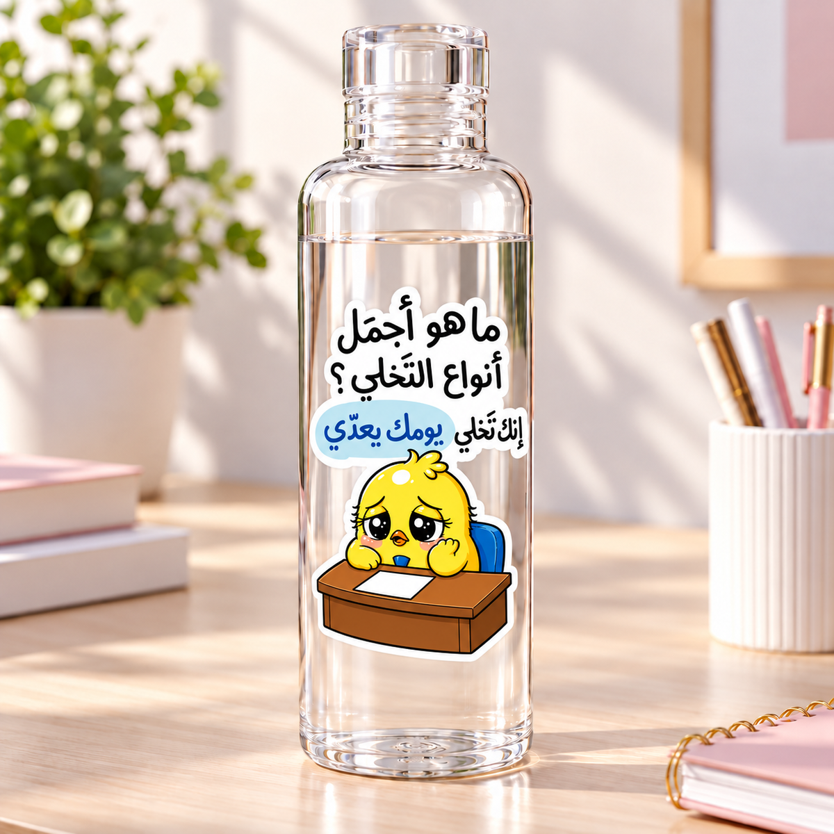 زجاجات مياه أكريليك شفافة بعبارة "Hardest Working Chick"