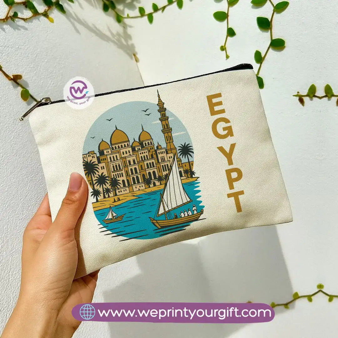 Pharaonic Egyptian Makeup Bag & Pencil Case – Artistic Cotton Pouch Inspired by Ancient Egypt - WE PRINT