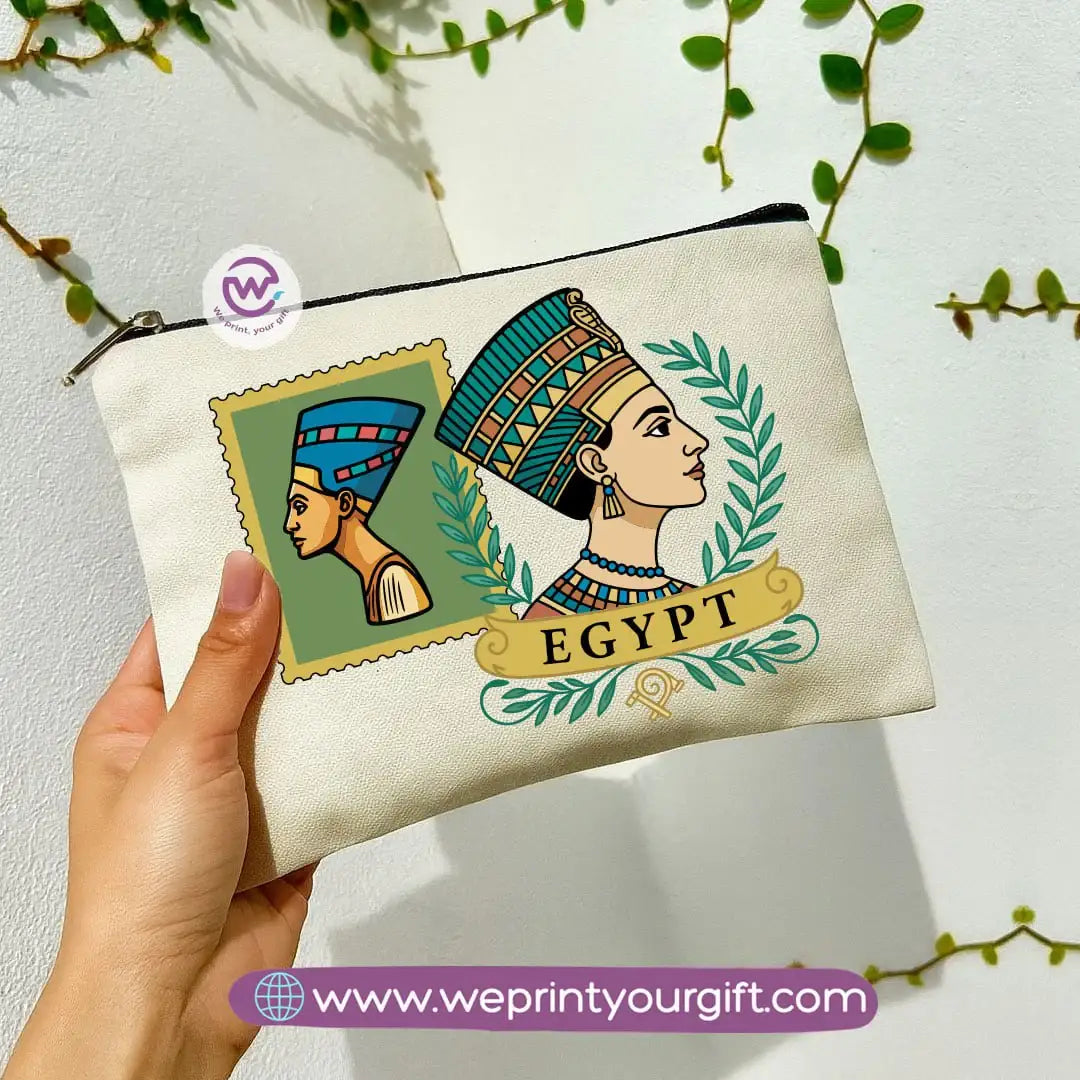 Pharaonic Egyptian Makeup Bag & Pencil Case – Artistic Cotton Pouch Inspired by Ancient Egypt - WE PRINT