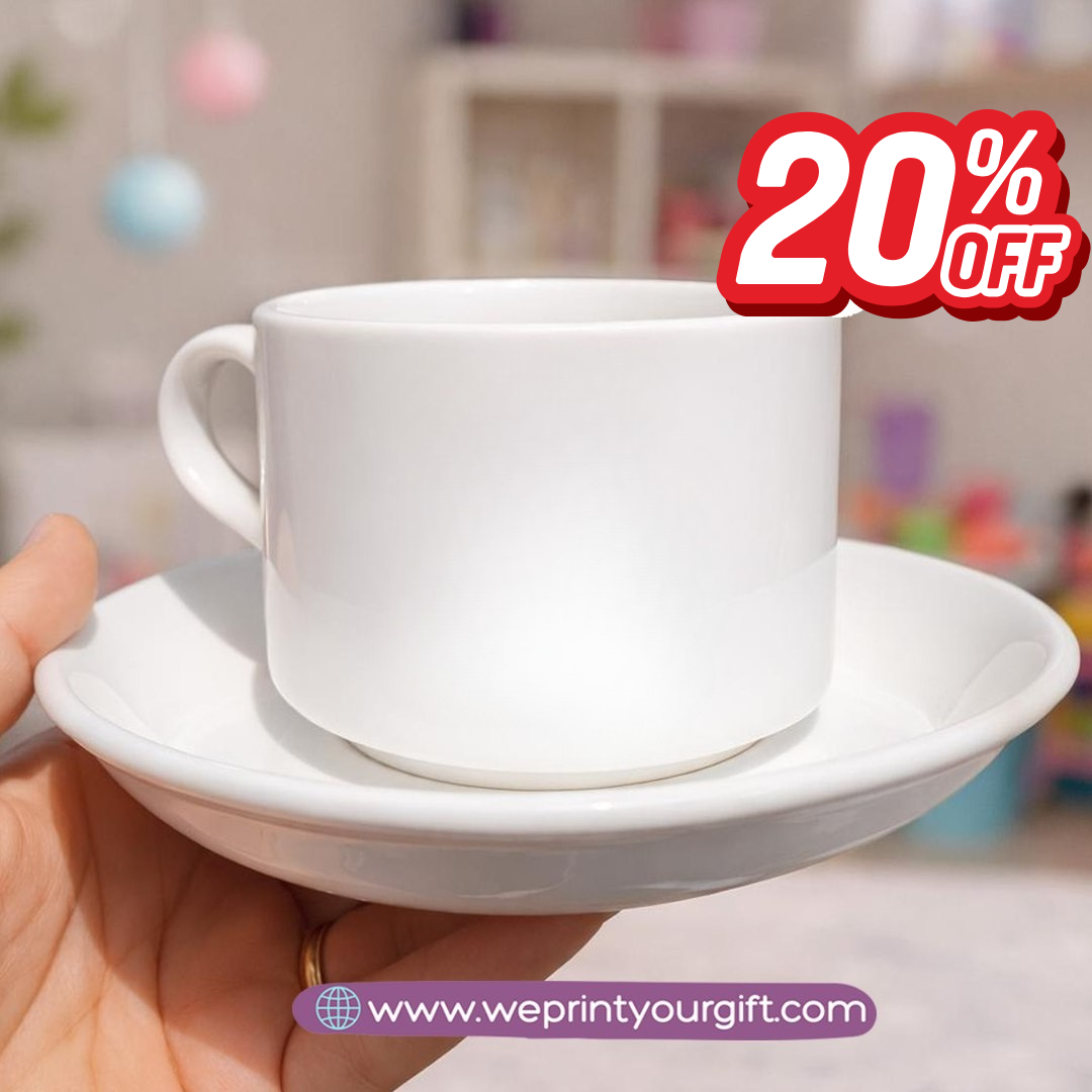 Ceramic Coffee Cup with Saucer - Ramadan Offer -20 % Discount