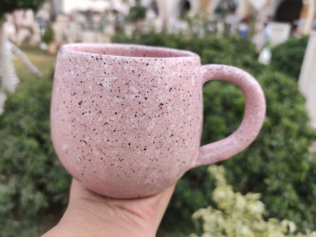 Pink Marble Pottery Mug - 300 ml - Customization Options