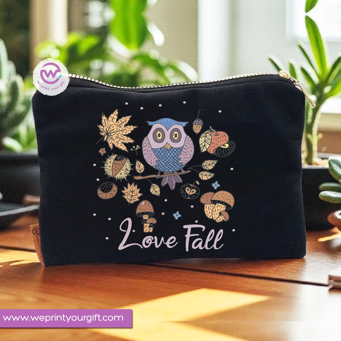 Autumn Theme Makeup Bag & Pencil Case – Cozy Cotton Pouch with Fall Designs - WE PRINT