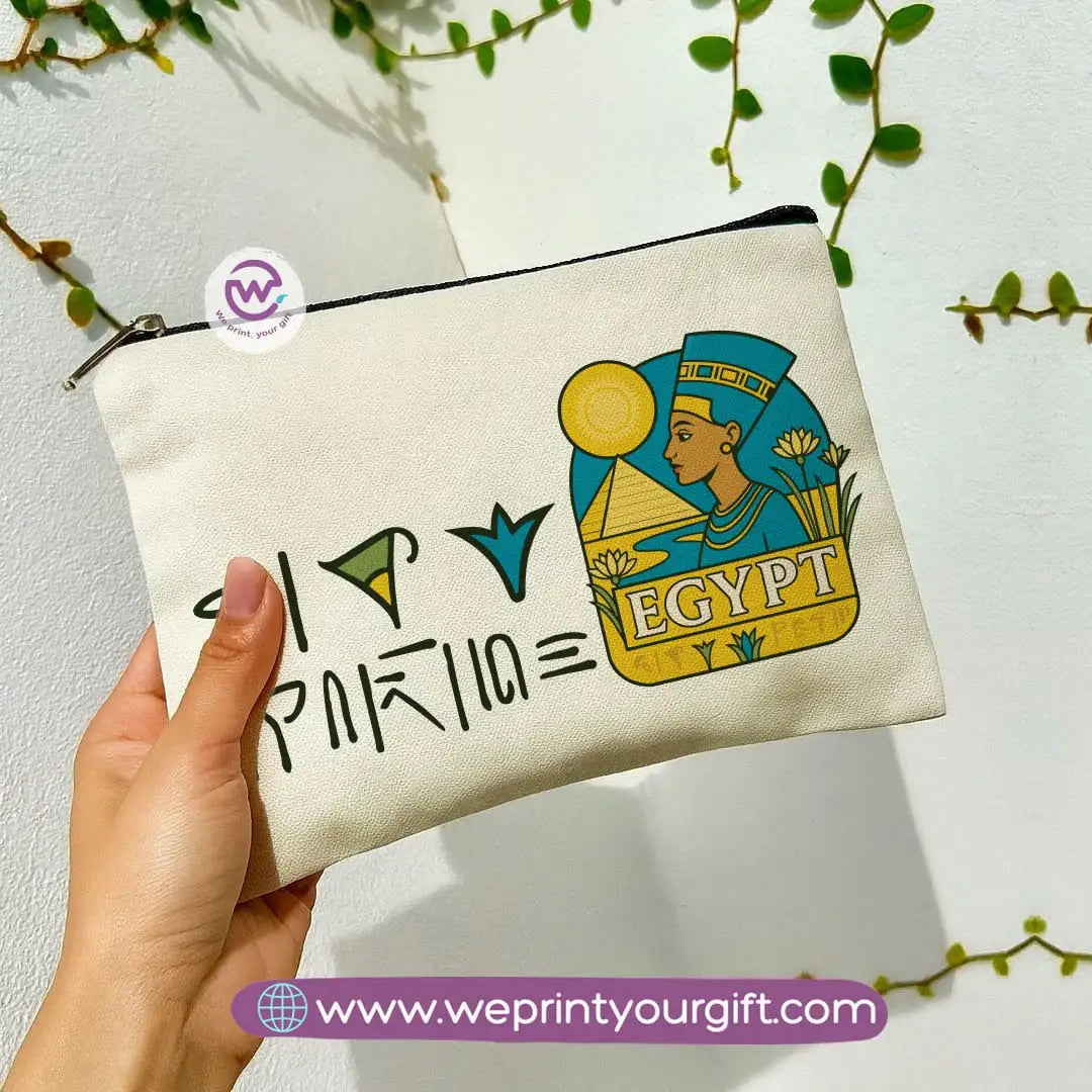 Pharaonic Egyptian Makeup Bag & Pencil Case – Artistic Cotton Pouch Inspired by Ancient Egypt - WE PRINT