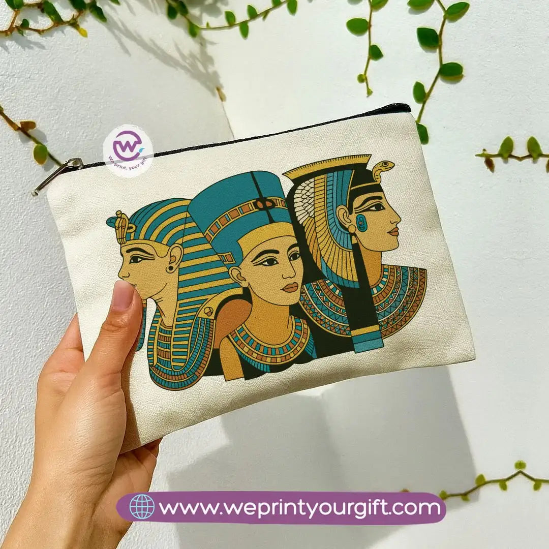 Pharaonic Egyptian Makeup Bag & Pencil Case – Artistic Cotton Pouch Inspired by Ancient Egypt - WE PRINT