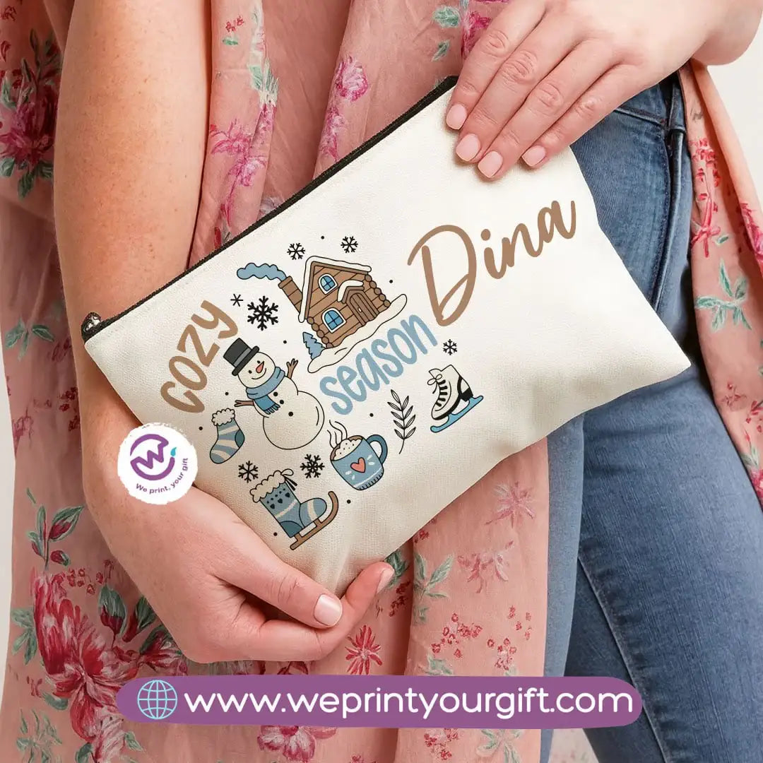 Christmas Makeup Bag & Pencil Case – Premium Cotton Pouch (23×17 cm) - WE PRINT