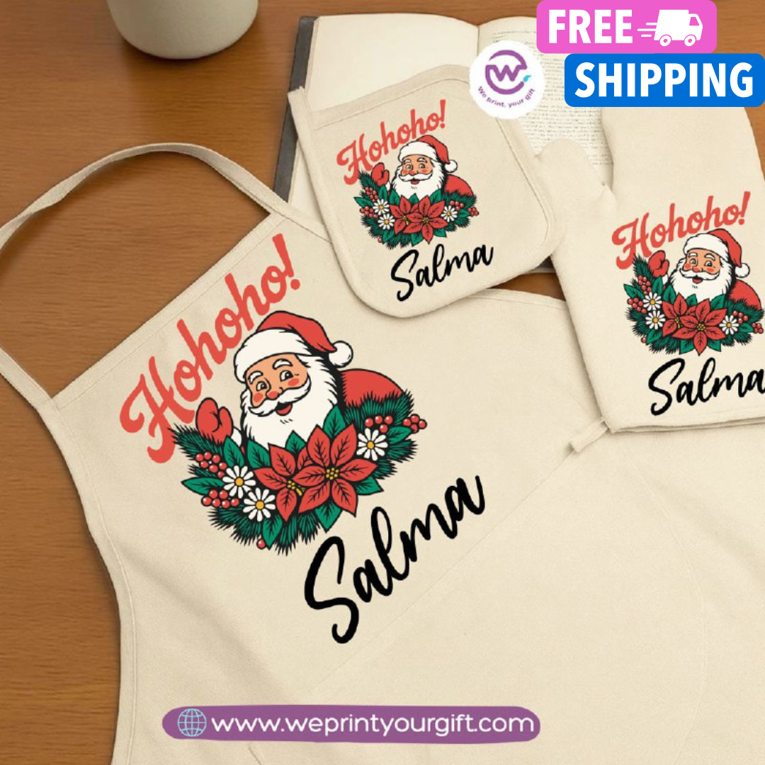 Christmas Kitchen Set – Apron, Oven Glove & Handle Holder-3 Pieces