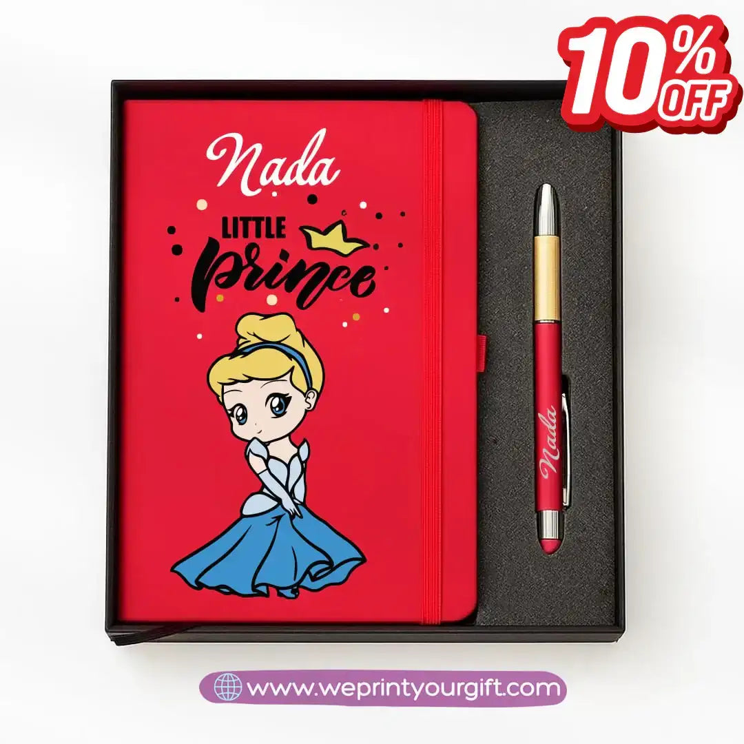 ๐ Princess-Inspired Personalized Gift Box with Notebook & Metal Pen - WE PRINT
