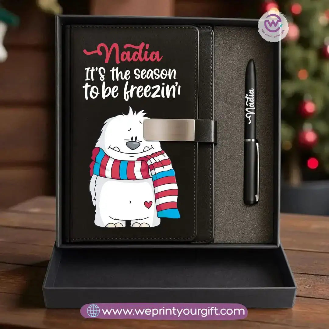 Christmas Leather Gift Box – Personalized Notebook & Engraved Pen - WE PRINT