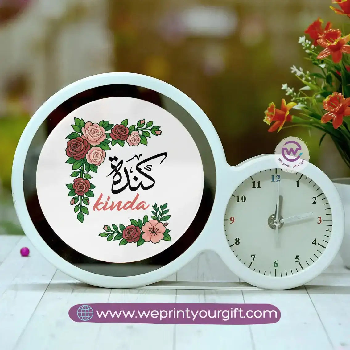 Round Magic Mirror with Clock – Custom Name Collection - WE PRINT