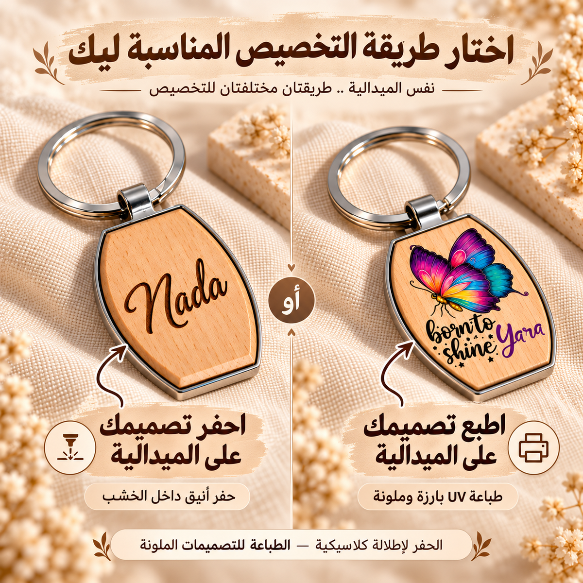 Wood & Metal Key Fob – Customization Options