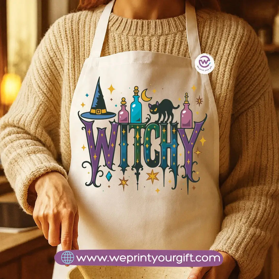 Spooky Halloween Apron – Custom Heavy Cotton Kitchen Apron with Front Pocket - WE PRINT
