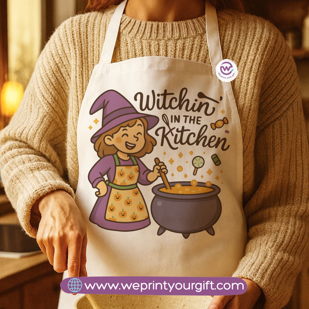 Spooky Halloween Apron – Custom Heavy Cotton Kitchen Apron with Front Pocket