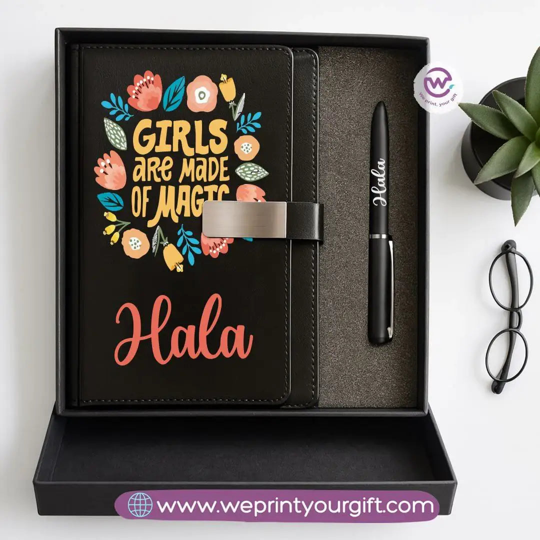 Motivational Personalized Gift Box – Custom Name Leather Notebook & Engraved Pen - WE PRINT