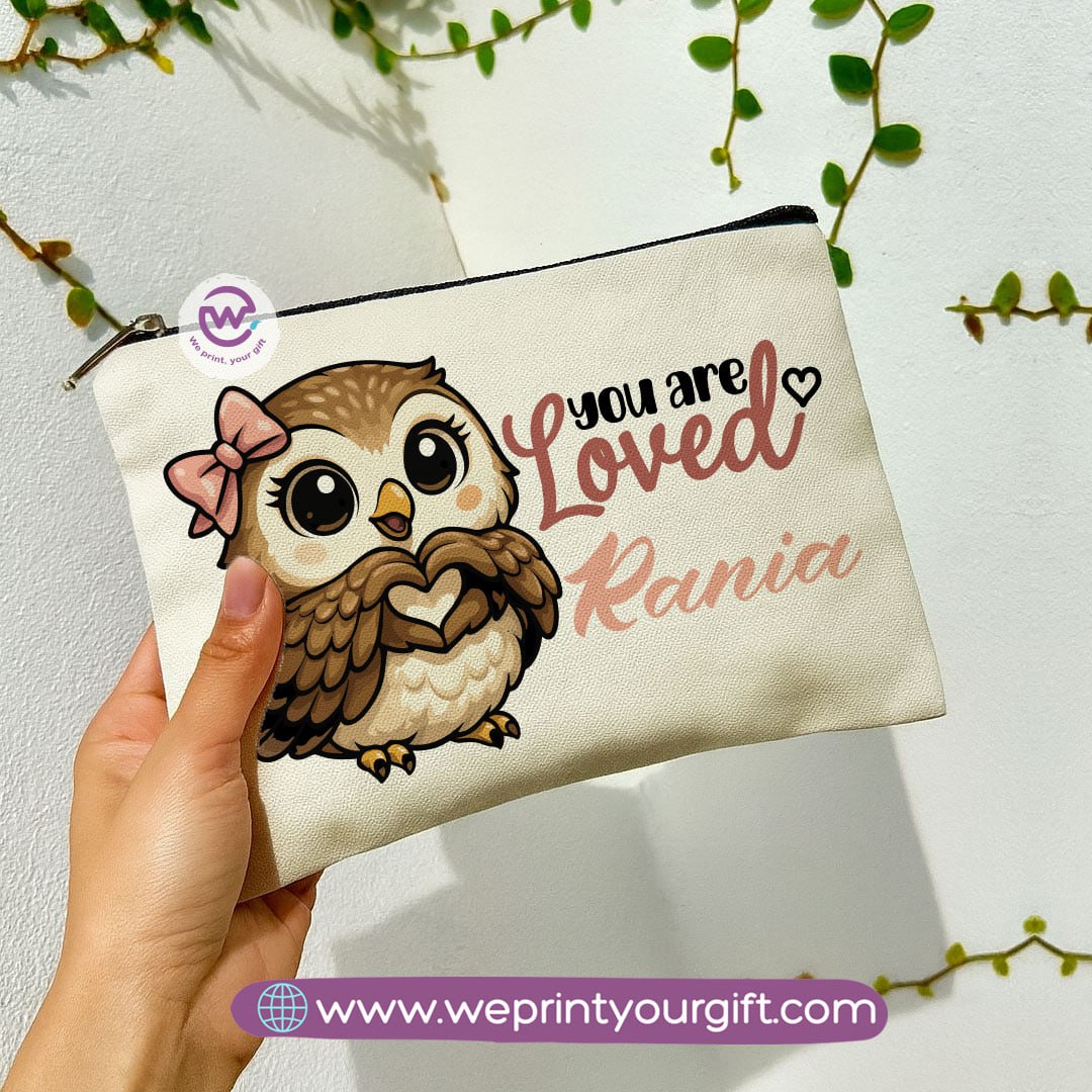 Cute Owl Makeup Bag & Pencil Case – Premium Cotton Pouch with Adorable Designs - WE PRINT