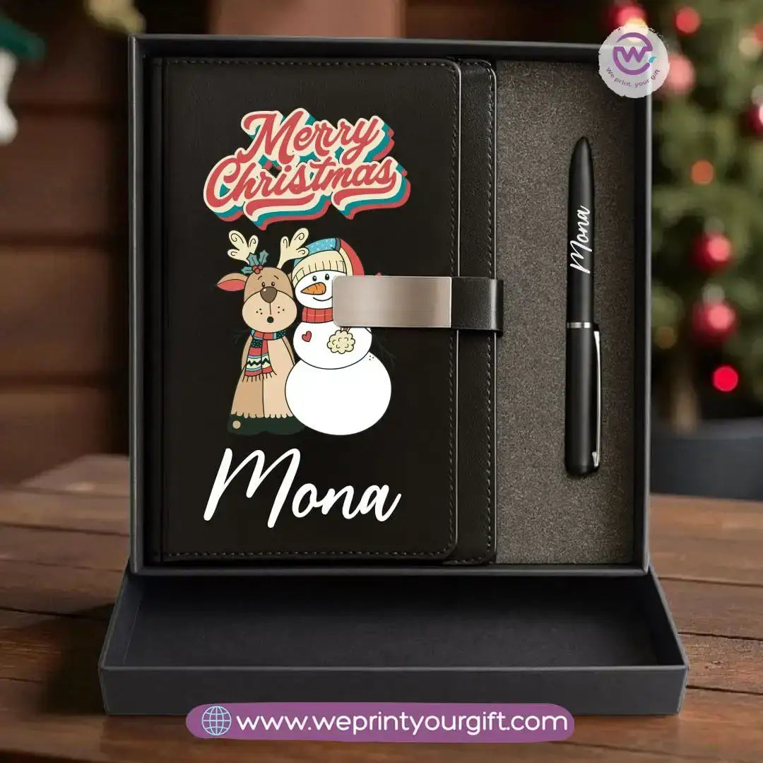 Christmas Leather Gift Box – Personalized Notebook & Engraved Pen - WE PRINT