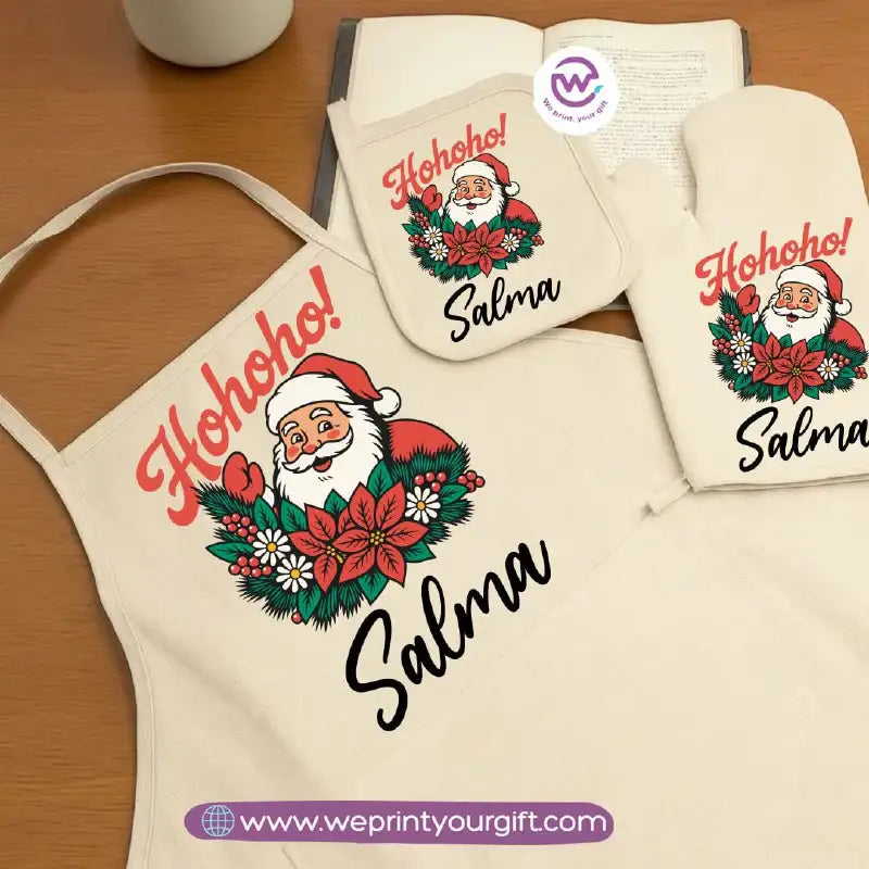 Christmas Kitchen Set – Apron, Oven Glove & Handle Holder-3 Pieces - WE PRINT