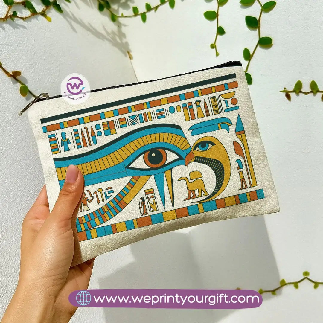 Pharaonic Egyptian Makeup Bag & Pencil Case – Artistic Cotton Pouch Inspired by Ancient Egypt - WE PRINT