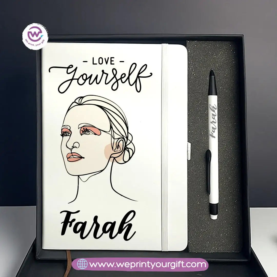 One Line Art Personalized Gift Box – Custom Notebook & Engraved Pen Set - WE PRINT