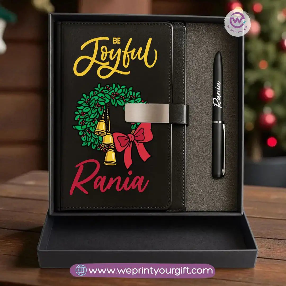 Christmas Leather Gift Box โ Personalized Notebook & Engraved Pen - WE PRINT