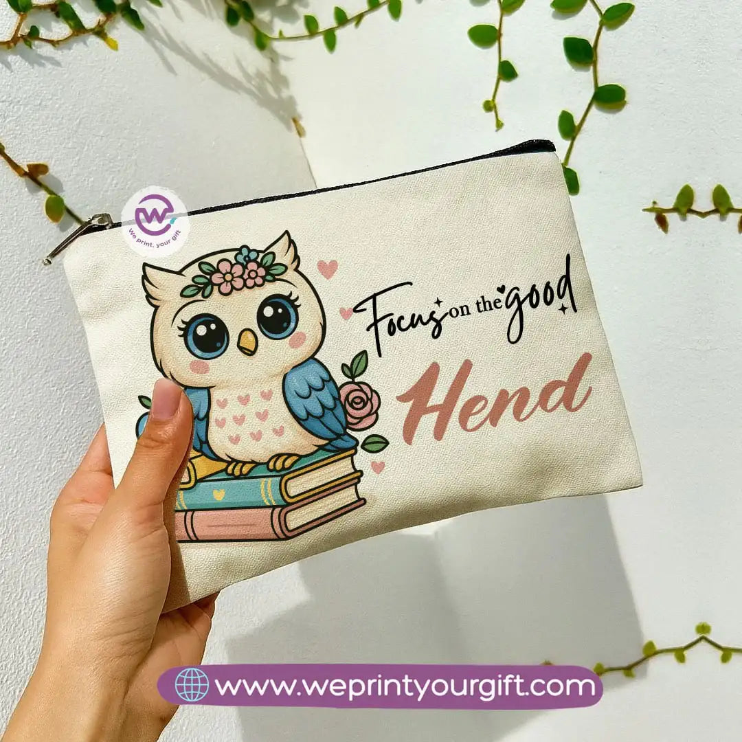 Cute Owl Makeup Bag & Pencil Case – Premium Cotton Pouch with Adorable Designs - WE PRINT