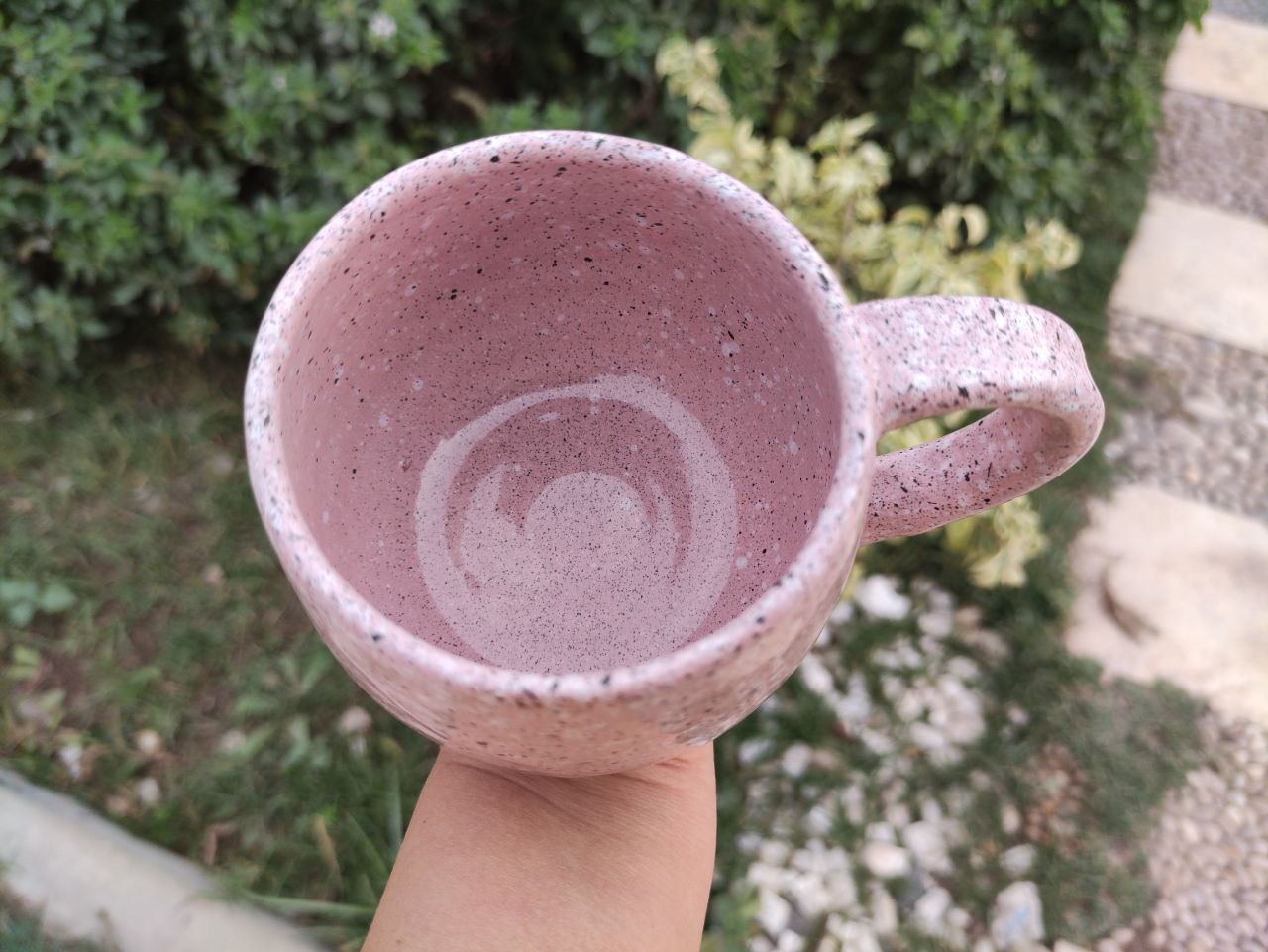 Pink Marble Pottery Mug - 300 ml - Customization Options
