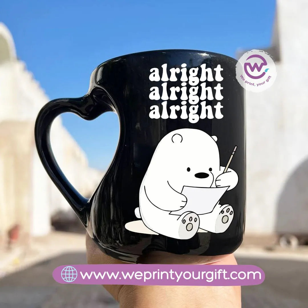 Black Heart Handle Mug-3 bears - WE PRINT