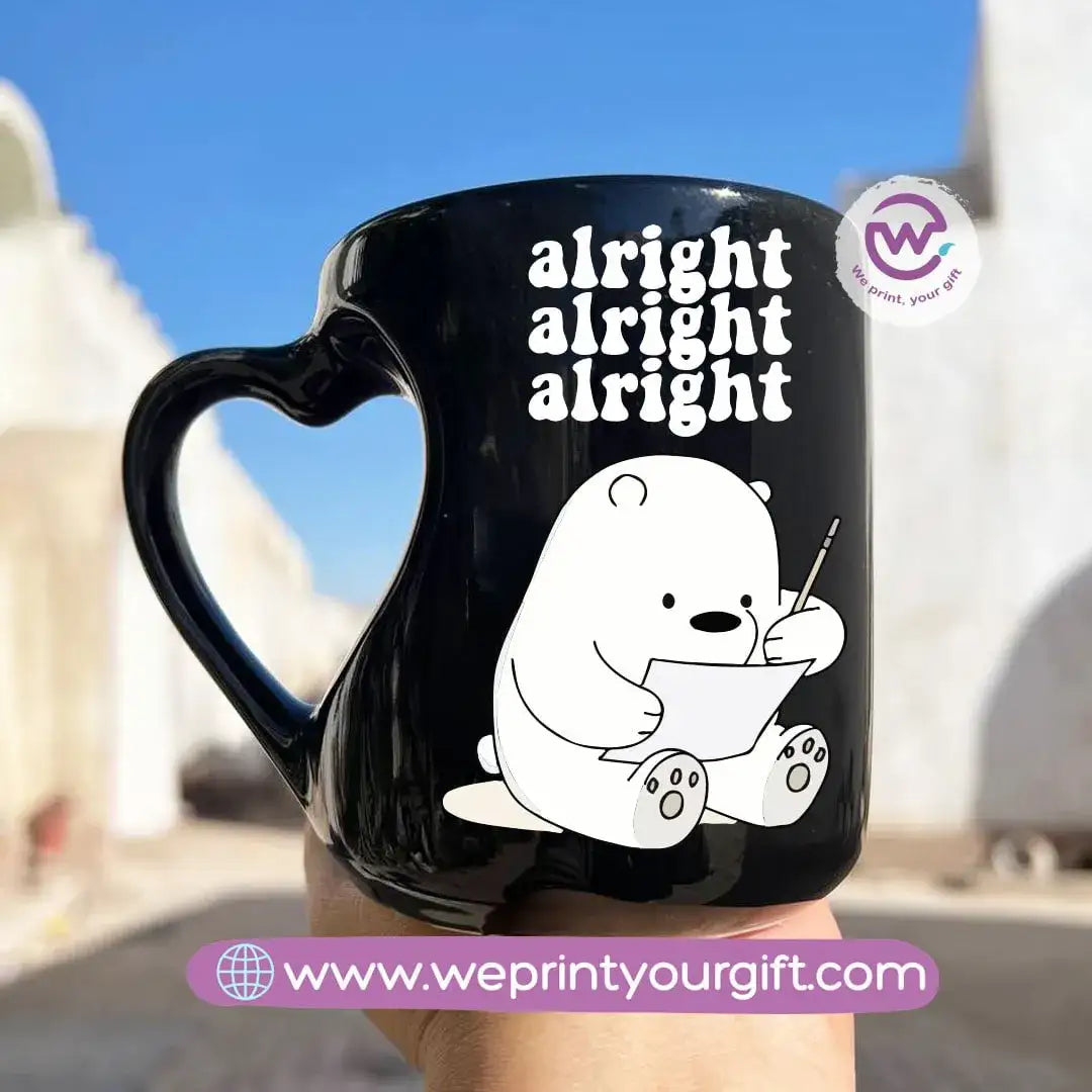 Black Heart Handle Mug-3 bears - WE PRINT