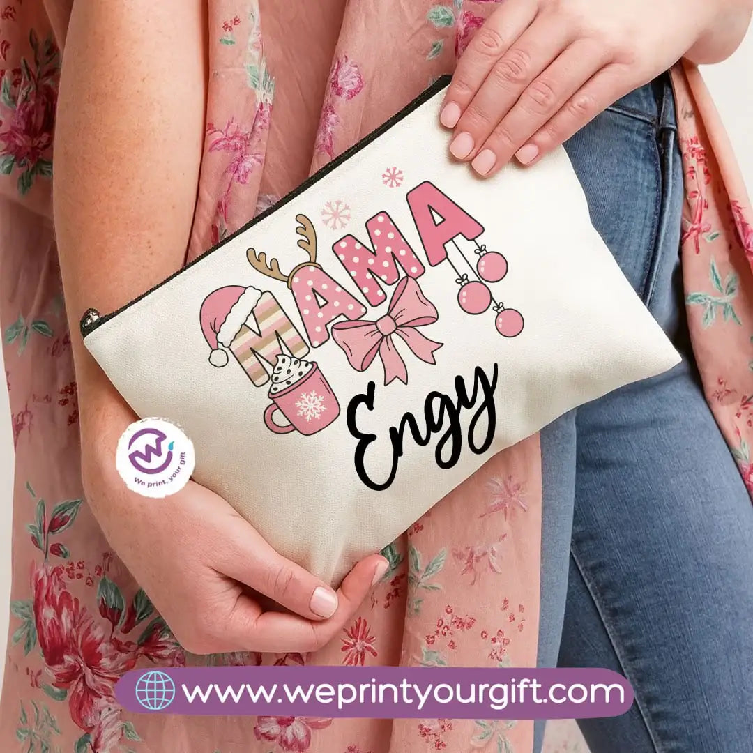 Christmas Makeup Bag & Pencil Case – Premium Cotton Pouch (23×17 cm) - WE PRINT