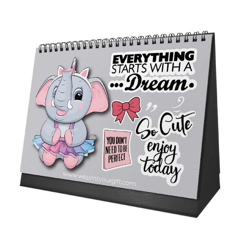 Cute Elephant Desk Calendar 2026 - WE PRINT