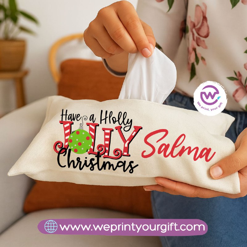 Personalized Fabric Tissue Holder – Christmas Designs