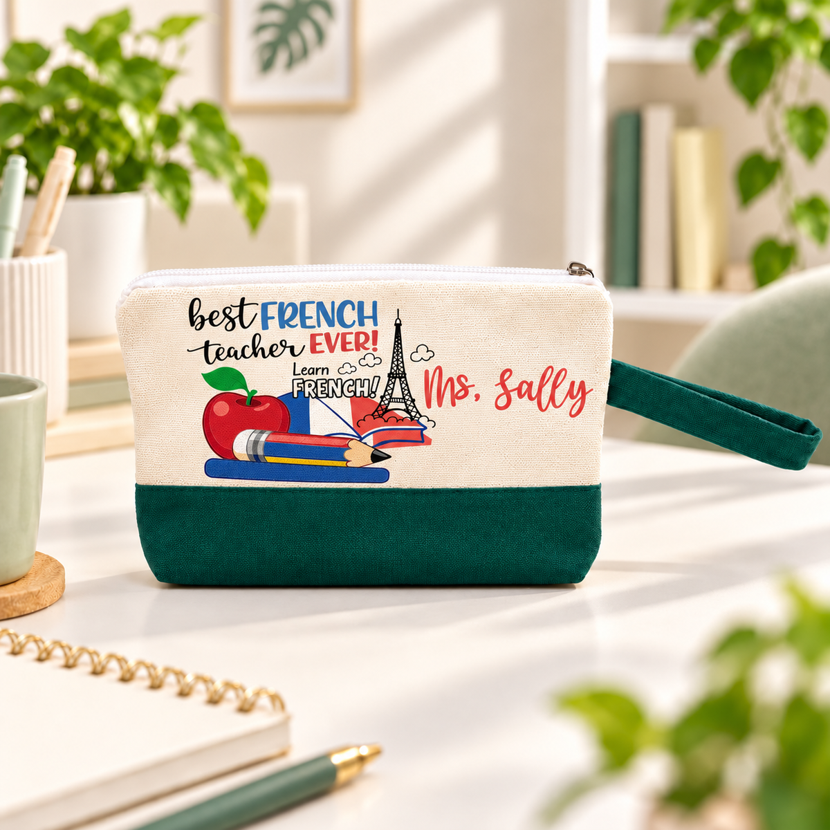 Teacher Appreciation Canvas Pouch | Two-Tone Pencil Case with Side Handle