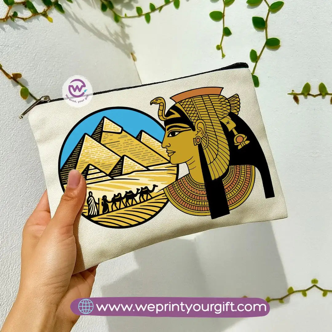 Pharaonic Egyptian Makeup Bag & Pencil Case – Artistic Cotton Pouch Inspired by Ancient Egypt - WE PRINT