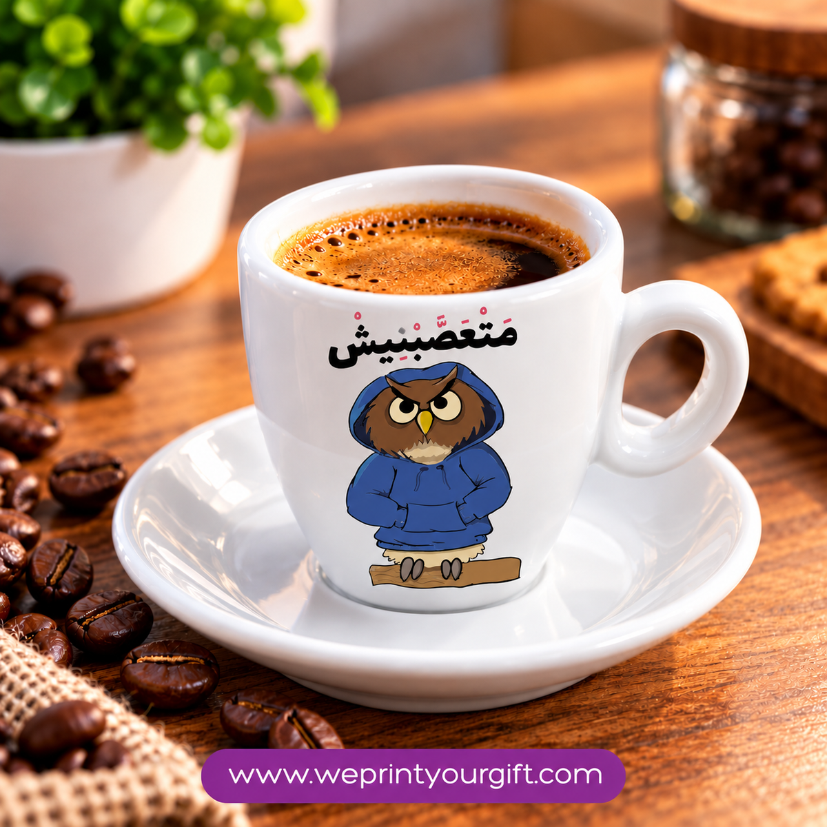 Cute Owl Ceramic Espresso Cups with Saucers – Adorable & Funny Owl Designs