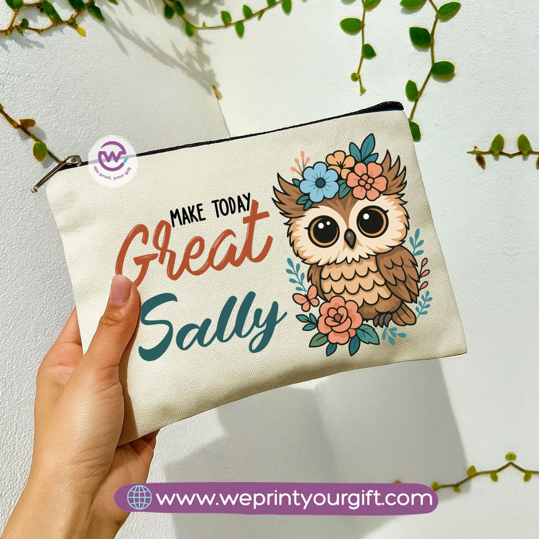 Cute Owl Makeup Bag & Pencil Case – Premium Cotton Pouch with Adorable Designs