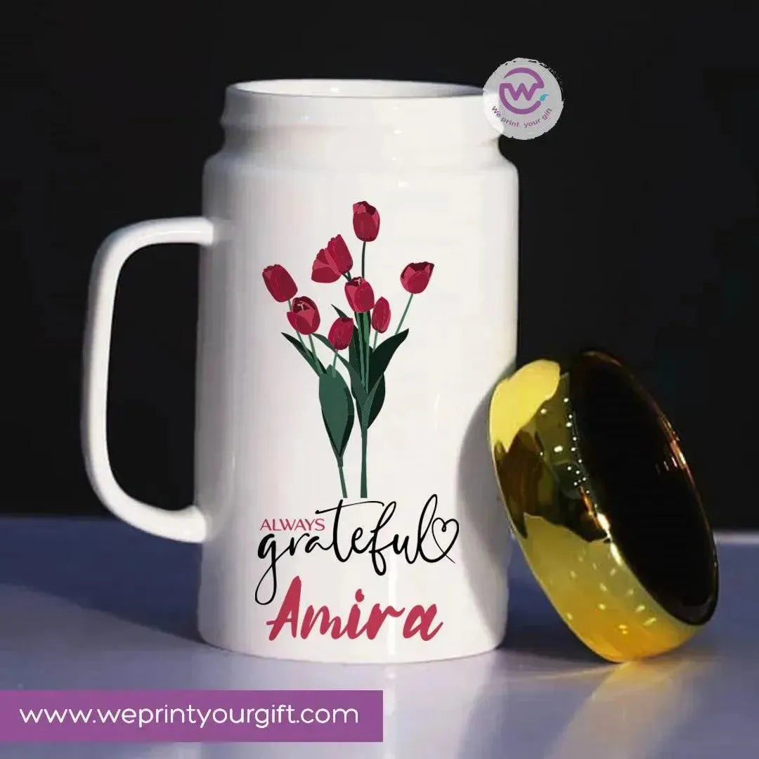 Ceramic Mug With Mirror Lid - Names - WE PRINT