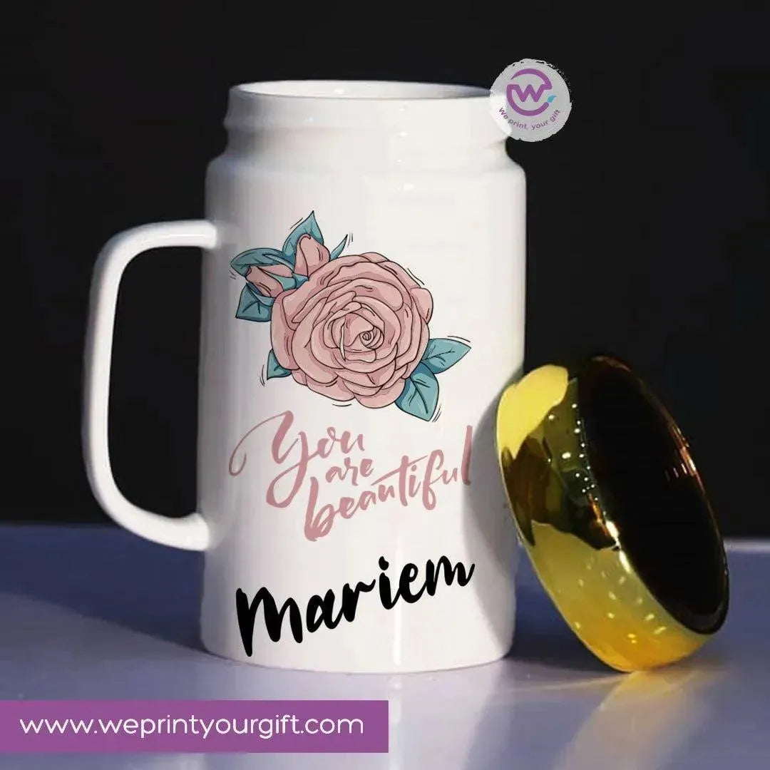 Ceramic Mug With Mirror Lid - Names - WE PRINT