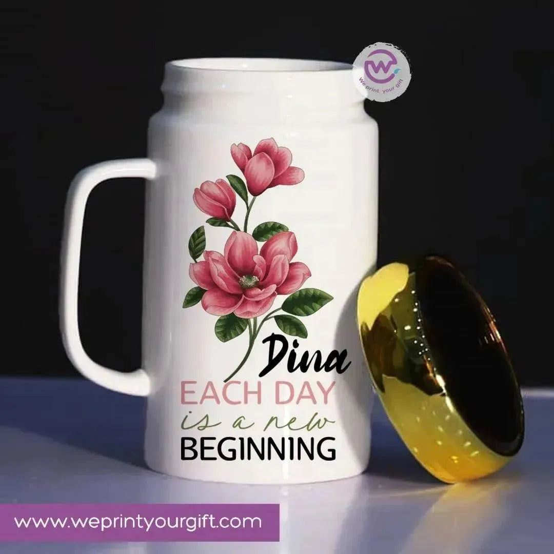 Ceramic Mug With Mirror Lid - Names - WE PRINT