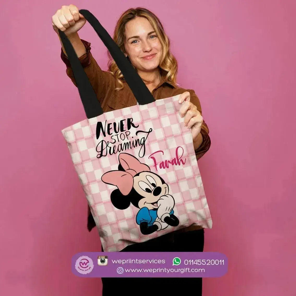 custom tote bag- Canvas - Minnie Mouse - WE PRINT