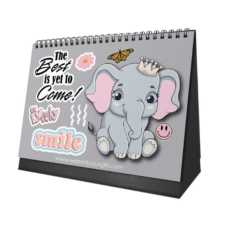 Cute Elephant Desk Calendar 2026